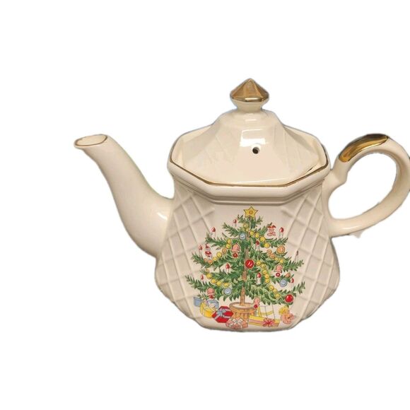 Vintage Christmas Ceramic Teapot, All The Trimmings, Earthen, Japan - Picture 4 of 8